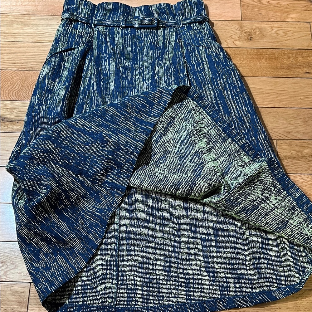 NY&Co Blue High-Waist Textured Skirt – Belt & Pockets, Size 4 - Picture 8 of 9